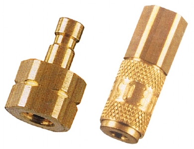 Click to enlarge - This micro coupling is the smallest one handed quick coupling on the market. Used in dental, robotics, instrumentation and pneumatic systems.